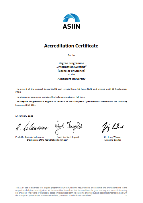 Academic Accreditation Certificate 1